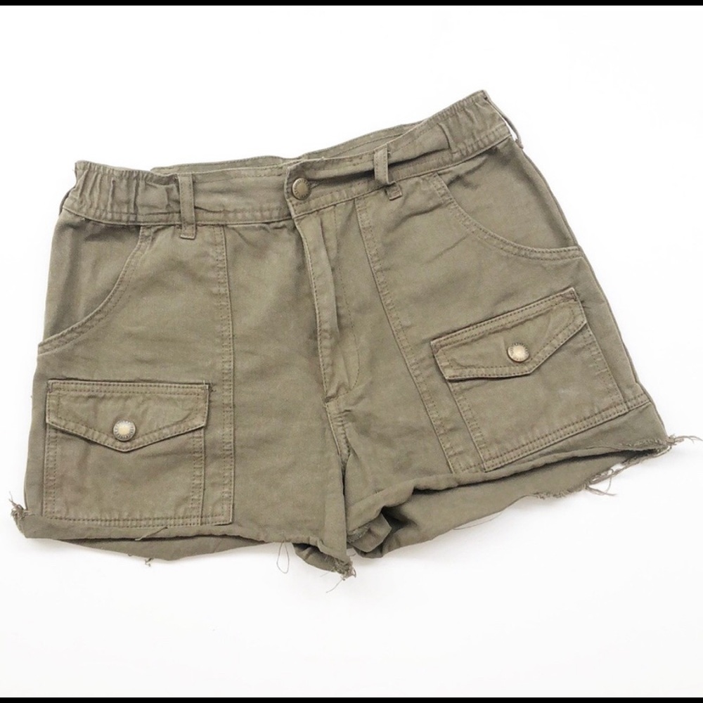 John Galt/J. Galt olive green raw hem cargo shorts